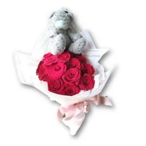 12 Rosas y Teddy Small