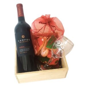 Box Vino, galletas y copa personalizada