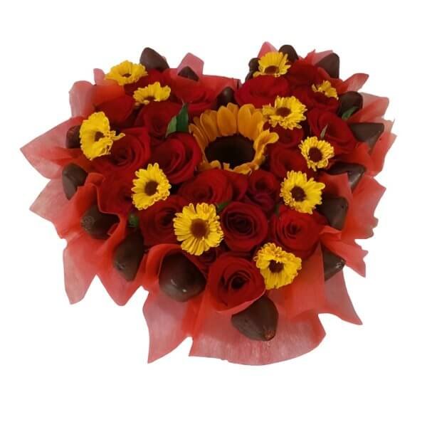 34 rosas, 24 chocofresas, bellisimos girasoles