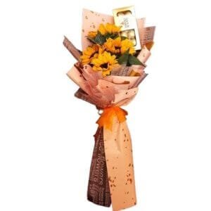 Bouquet de girasoles y chocolates Ferrero Rocher