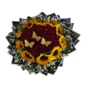 Ramo XL 50 rosas y girasoles
