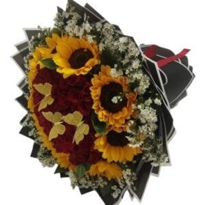 Ramo XL 50 rosas y 10 girasoles