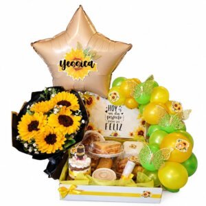 Desayuno personalizado con ramo de Girasoles