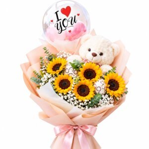 Combo Girasoles + Osito + Globo