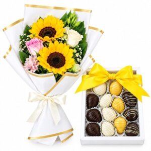 Combo Chocofresas y Flores Amarillas